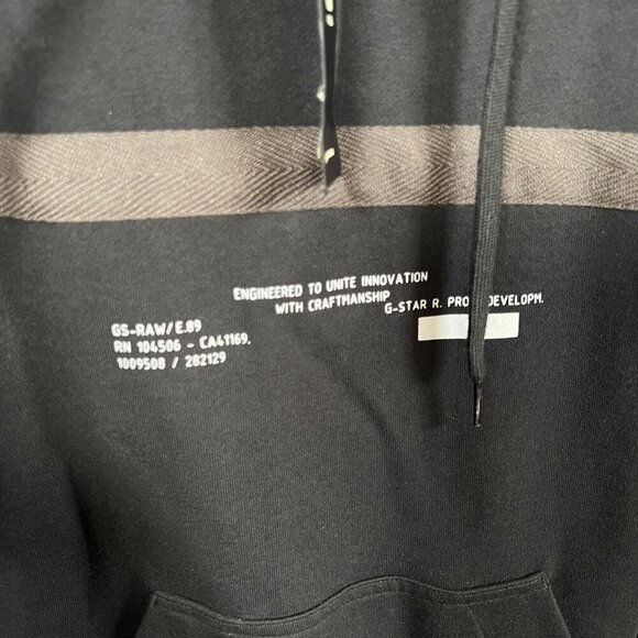 G Star Raw Logo Tape Hooded Sweater Sweatshirt Unisex Size XS Black Hoodie - Picture 9 of 15